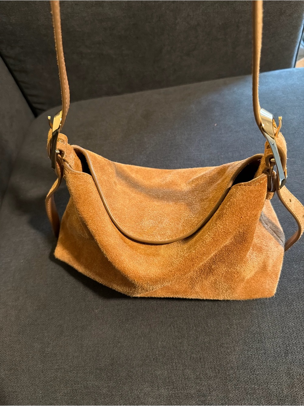 J Crew Suede Shoulder Bag in Camel NEW never used - Picture 6 of 9